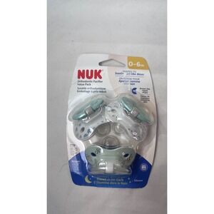 NUK Orthodontic Pacifier Value Pack 0-6m Glow in the Dark Silicone 3 Count NEW